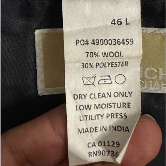 Michael Kors Wool Blend Men’s Black Suit Jacket Size 46L - Picture 7 of 9